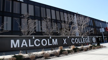 Malcolm X College sign, one of the public schools of Chicago