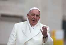 Pope Francis in a white coat