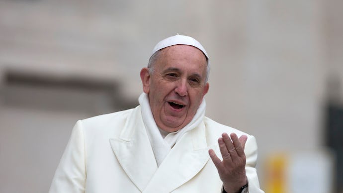 Pope Francis in a white coat
