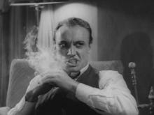 A male character smoking in "Reefer Madness" from 1936, where marijuana smokers are portrayed as men...