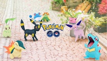 'Pokémon Go' logo and Pokémons on a street