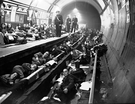 London Underground full of people during bombings