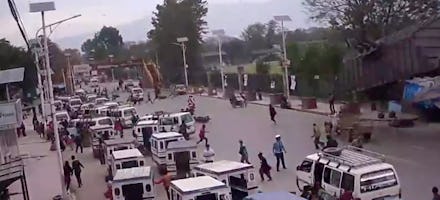 A street view of the Exact Moment the Magnitude-7.8 Earthquake Hit Nepal