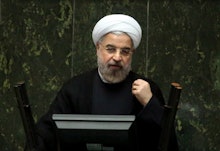 Hassan Rouhani delivering a speech