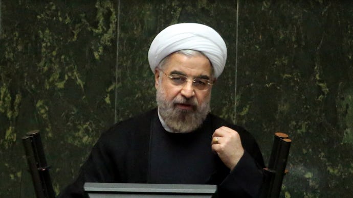 Hassan Rouhani delivering a speech