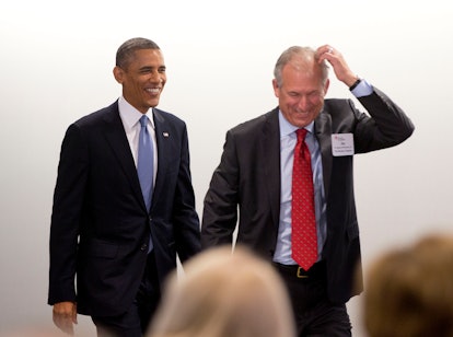 Obama with W. James McNerney Jr., CEO of Boeing