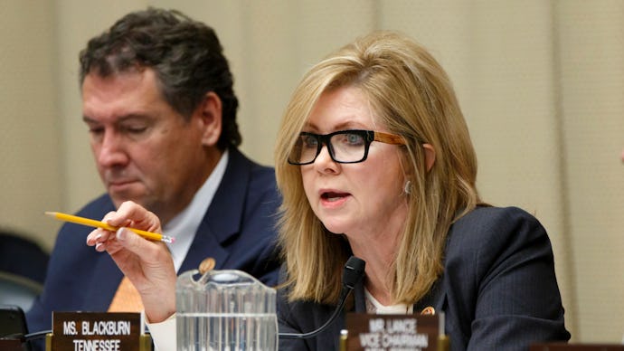 Marsha Blackburn at a Congressional panel that ended Planned Parenthood investigation