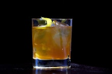 A glass of the old fashioned cocktail