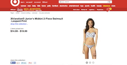 Target's website with a photoshopped woman in a bikini