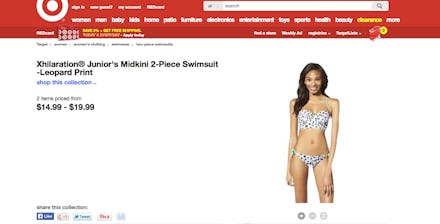 Target's website with a photoshopped woman in a bikini