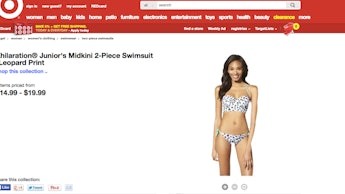 Target's website with a photoshopped woman in a bikini