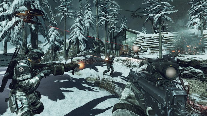 A screenshot of a battle scene from 'Call of Duty: Ghosts'