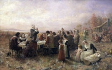 The pilgrims at the first thanksgiving