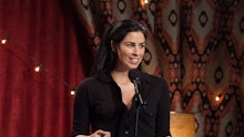 Sarah Silverman in her HBO special speaking into a microphone