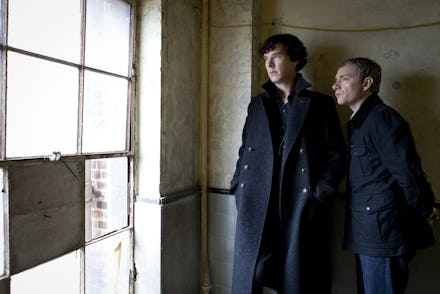 Sherlock Holmes in a scene of the TV show with the same name