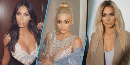 Collage of Kim Kardashian, Kylie Jenner, and Khloé Kardashian
