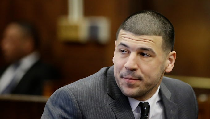 Ex-New England Patriot Aaron Hernandez in a court room