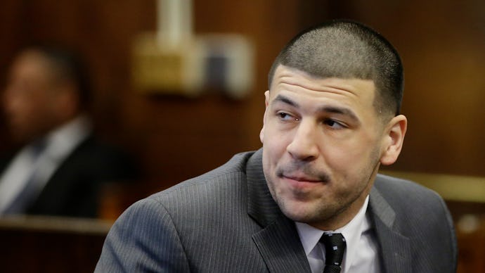 Ex-New England Patriot Aaron Hernandez in a court room