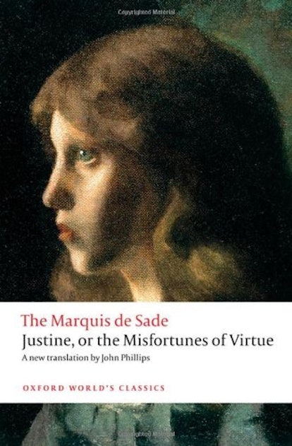 Front page cover of The Marquis De Sade's book Justine