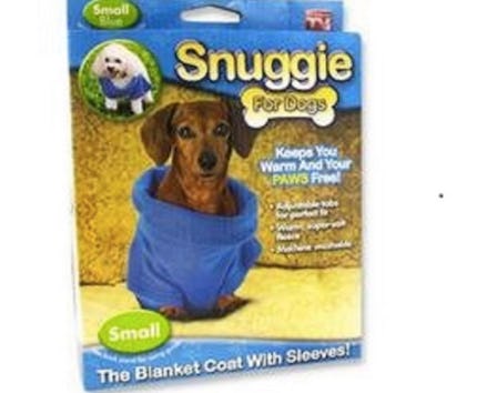 A Snuggie for Dogs packaging, which is currently more popular than Obamacare