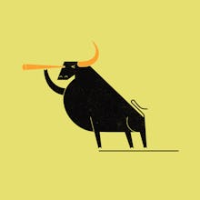 An illustration of a black buffalo looking through a telescope