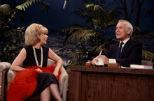Joan Rivers and Johny Carson during a TV show