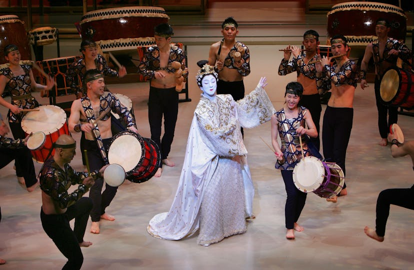 Theater musical performance in Tokyo with drums and flutes 