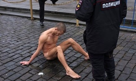Russian Performance Artist Pyotr Pavlensky Nailed His Testicles to the Ground to Protest the Police ...