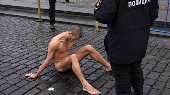 Russian Performance Artist Pyotr Pavlensky Nailed His Testicles to the Ground to Protest the Police ...