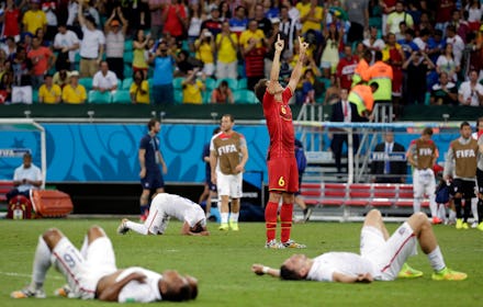 A moment from the Belgium versus America match from the World Cup