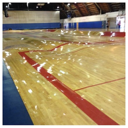 Worst basketball court in the World with uneven floor