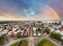 An aerial view of a city in Iceland that may see a 2% unemployment rate