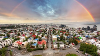 An aerial view of a city in Iceland that may see a 2% unemployment rate