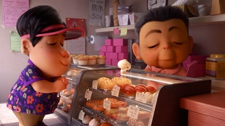 A scene from a food restaurant in the Bao animated short