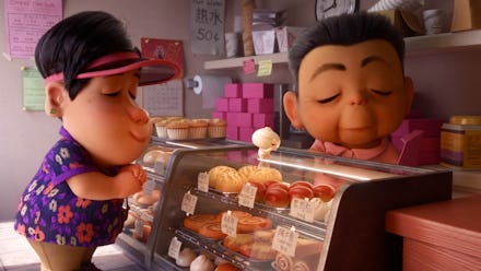 A scene from a food restaurant in the Bao animated short