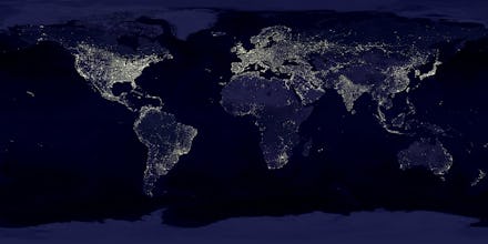 A map of the earth showing how many resources have been used up in the year