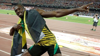 Usain Bolt posing after the 2016 Olympic Events
