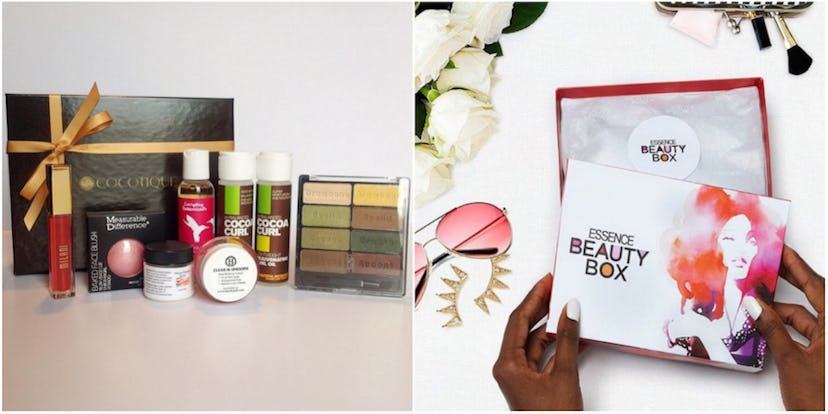 A two-part collage with beauty boxes from Cocotique and Essence