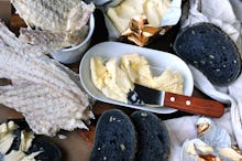 Islandic breakfast with butter and black bread