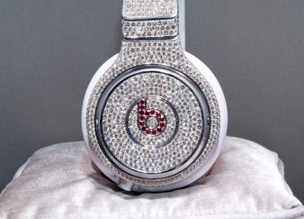 Bedazzled Beats by Dr. Dre on a silver pillow