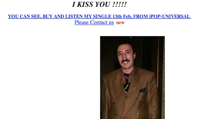 Landing page of the first online celebrity Mahir Cagri, from a website called "ikissyou.org", where ...