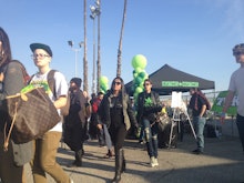Several groups of people attending the High Times Medical Cannabis Cup