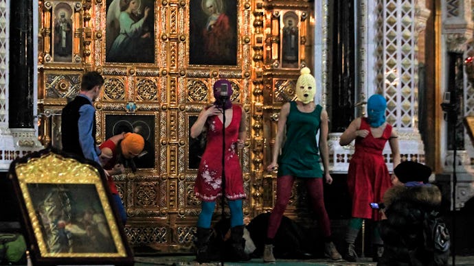 Pussy Riot performing in a church 