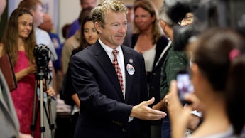 Rand Paul shaking hands with the public during his new political campaign