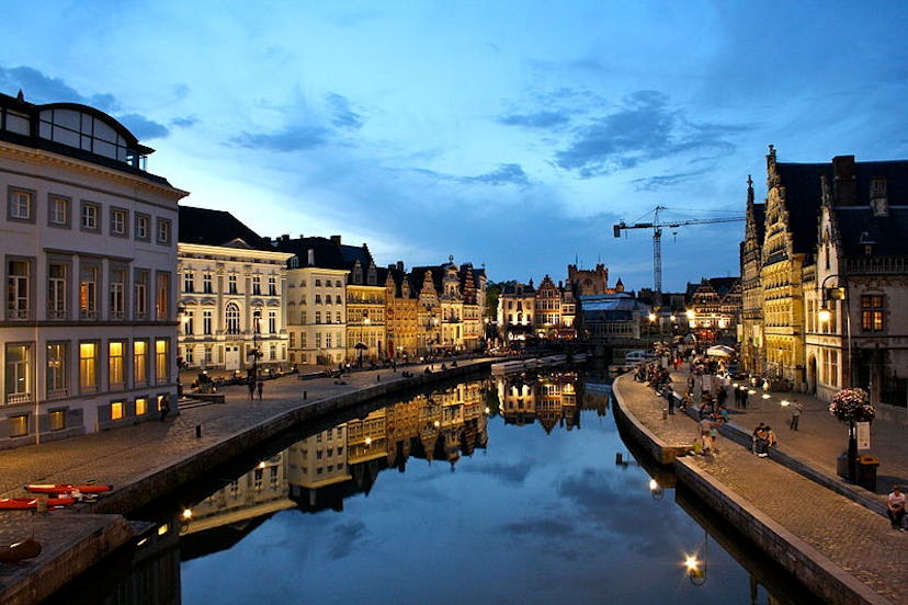 A city in Belgium at night, with faster internet than the U.S.