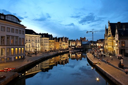 A city in Belgium at night, with faster internet than the U.S.