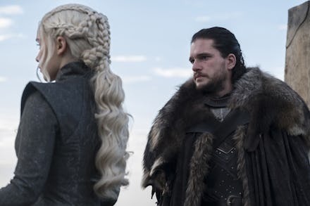 Jon Snow approaching Daenerys Targaryen in 'Game of Thrones'