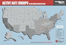 A map showing the 939 active hate groups in the United States