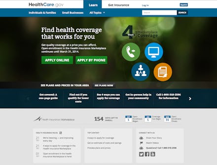 Healthcare.gov on desktop screen