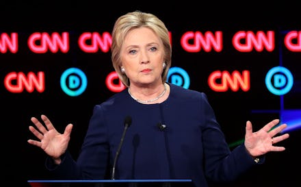 Hillary Clinton speaking during an interview on CNN